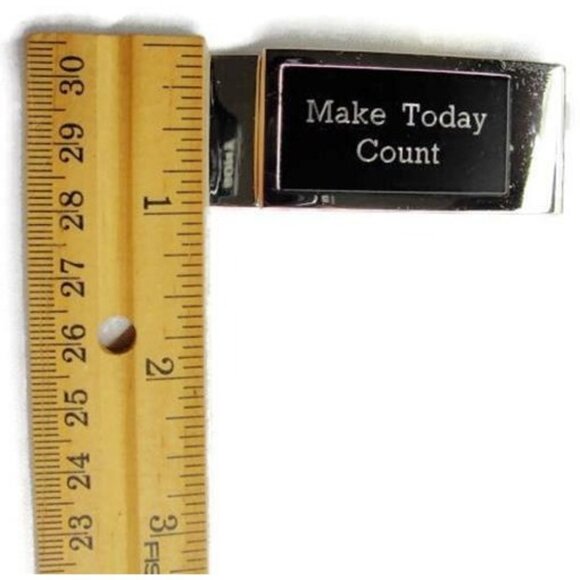 Money Clip Make Today Count Wallet Credit Card Cash ID Holder Silver Tone Black - Picture 6 of 9